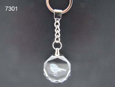 Roodborstje, sleutelhanger glas