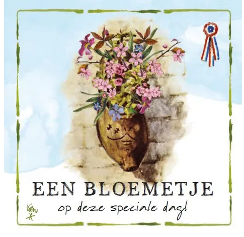 Rien Poortvliet Wenskaart – Een bloemetje op deze speciale dag, 13,5 x 13,5 cm