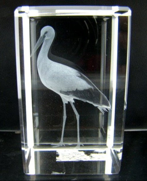 Ooievaar glasblokje