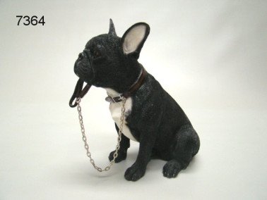 Franse bulldog met riem, 17 cm