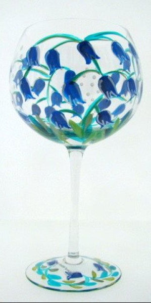 Bluebells wijnglas handbeschilderd, 21 cm