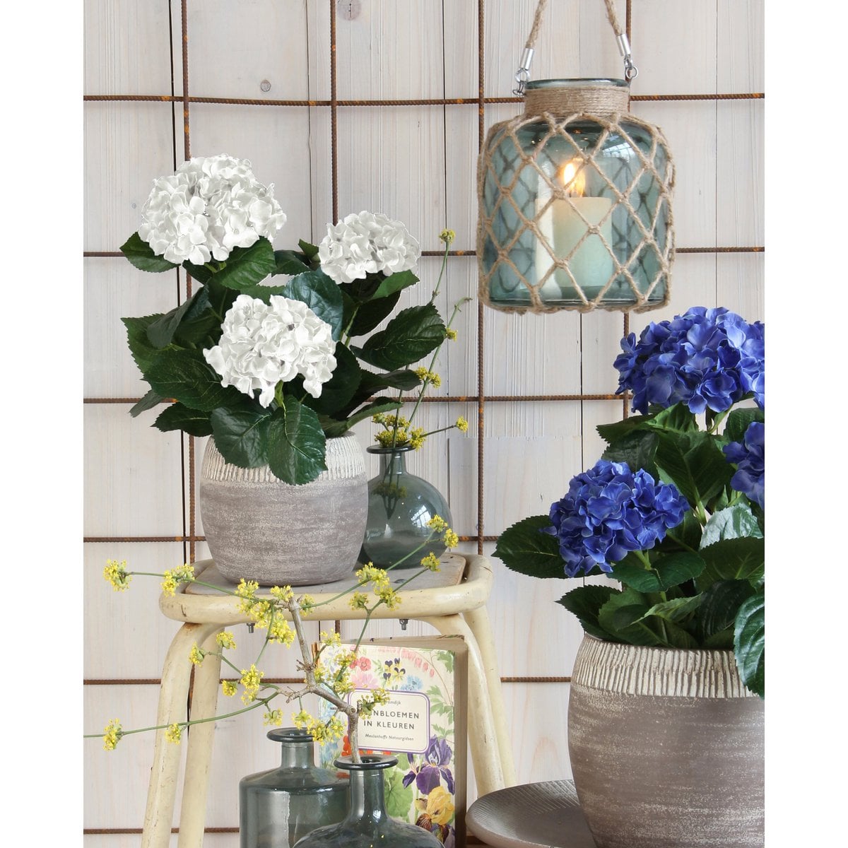 Hortensia kunstplant wit, 45 cm