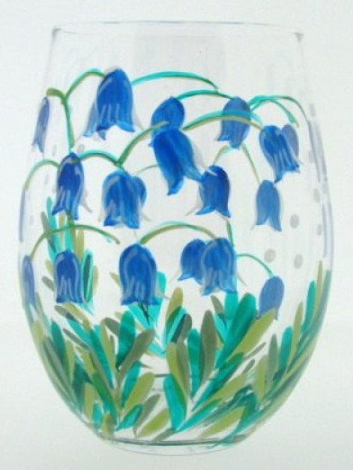 Bluebells limonadeglas handbeschilderd, 21 cm