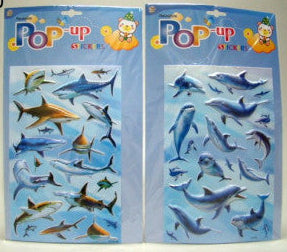 Dolfijn en haai pop-up stickers – 2 assorti