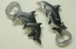 Dolfijnen flesopener, polystone, 12 cm, assorti