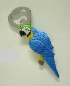 Papegaai flesopener met magneet, 10 cm