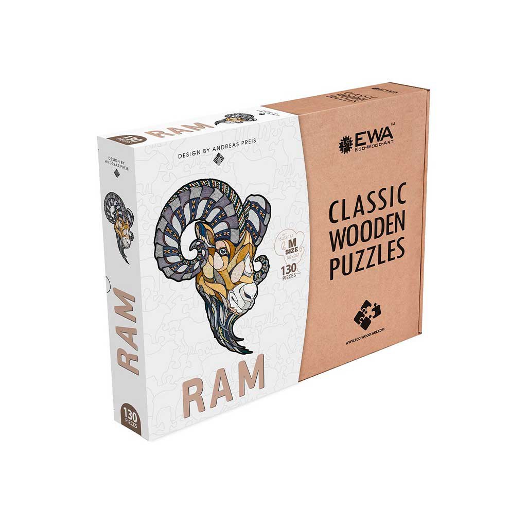 Houten legpuzzel ram, 130 stukjes, 38,7 x 28,2 cm
