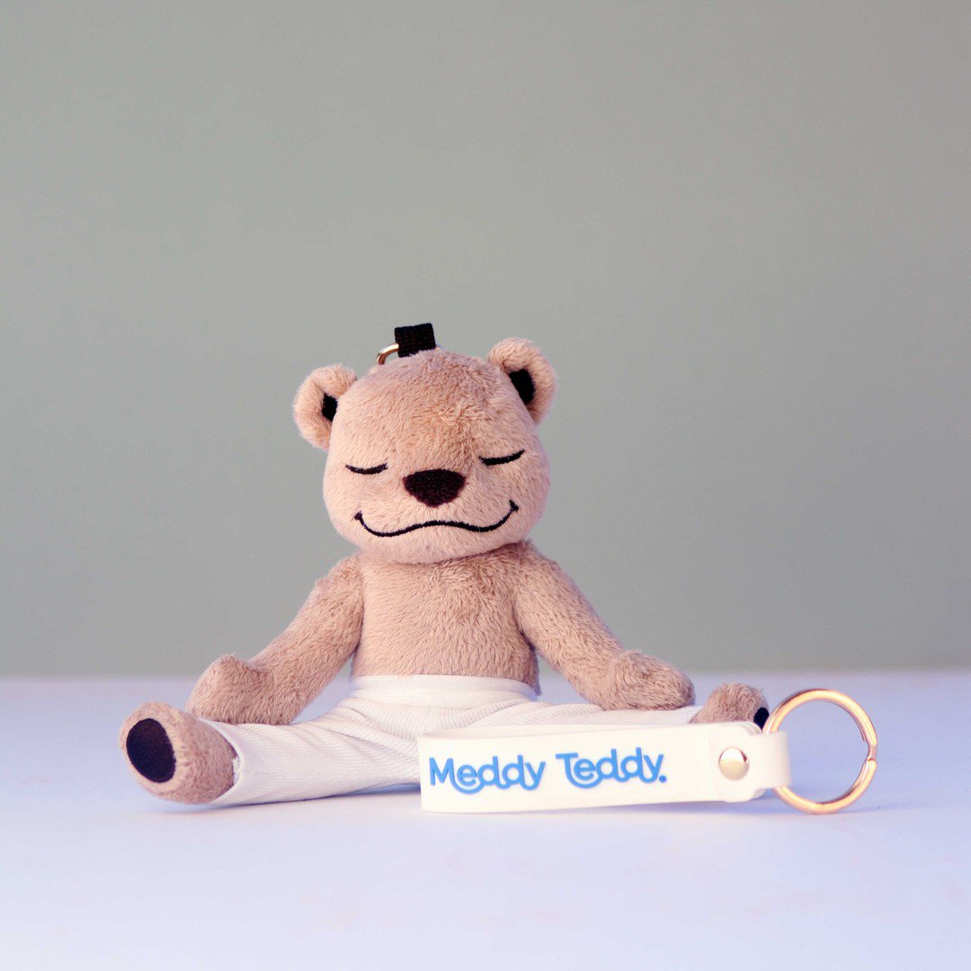 Pluchen Meddy Teddy sleutelhanger wit 19 cm