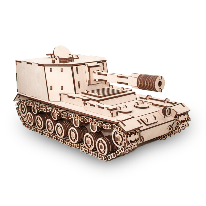 Tank SAU-212 houten 3D puzzel, 38,4 × 17,5 × 17 cm