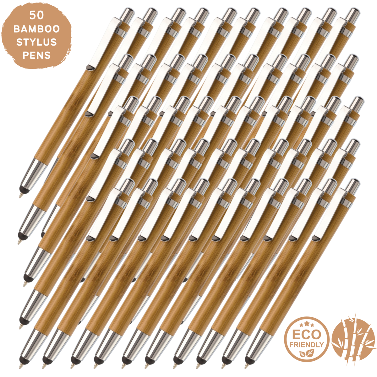 Bamboe stylus pennen, set van 50 stuks