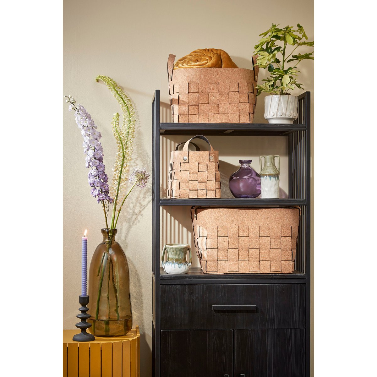 Mica Decorations Opbergmanden – Set van 3 Kurk met Vilt