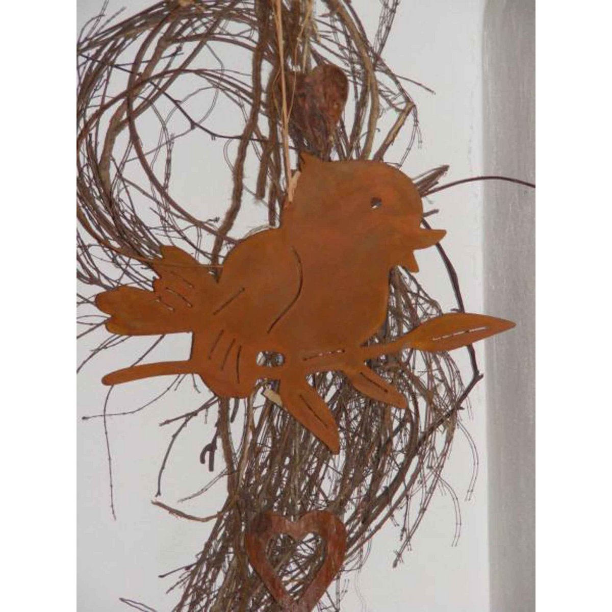 Vogel decoratie Hansi, roestpatina, 35 × 24 cm
