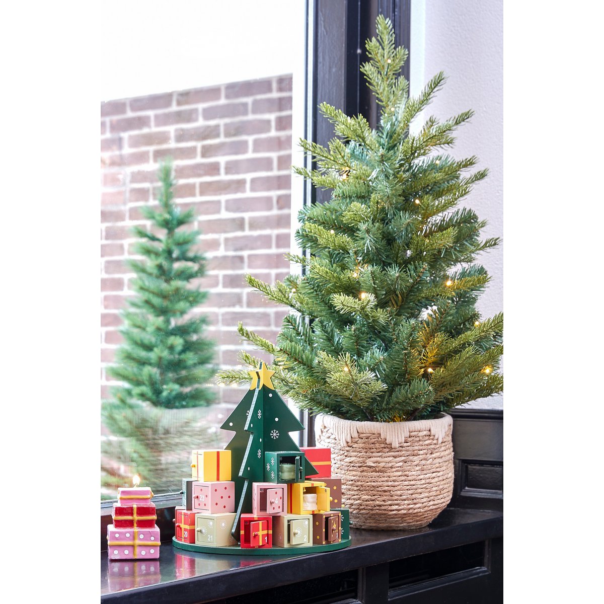 Adventskalender kerstboom met doosjes, 27,5 × 27,5 × 30 cm
