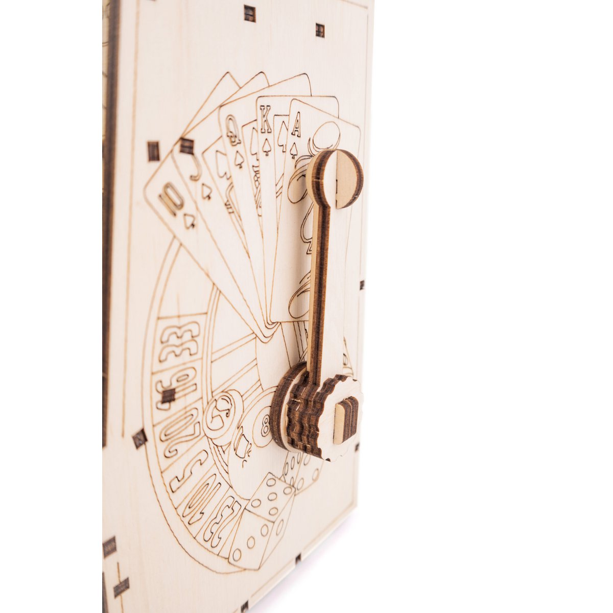 Eenarmige bandiet mechanische houten puzzel, 25,3 × 11,7 × 13,6 cm