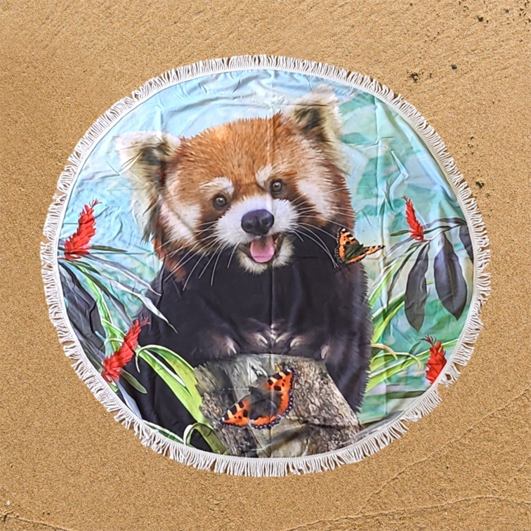 Red Panda rond strandlaken / picknickkleed, 150 cm