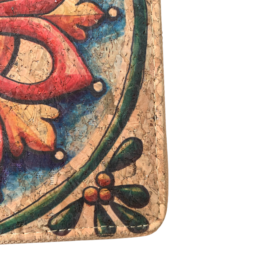 Kurk portemonnee Mandala met polsbandje, 19 x 2,5 x 10 cm