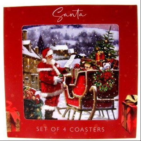 Santa onderzetters set van 4, 10 x 10 cm