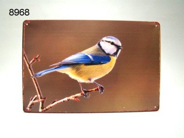 Pimpelmees metalen wandplaat, 20 x 30 cm