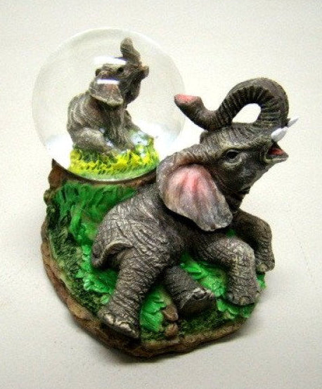 Olifant schudbol met sneeuw, 7 cm