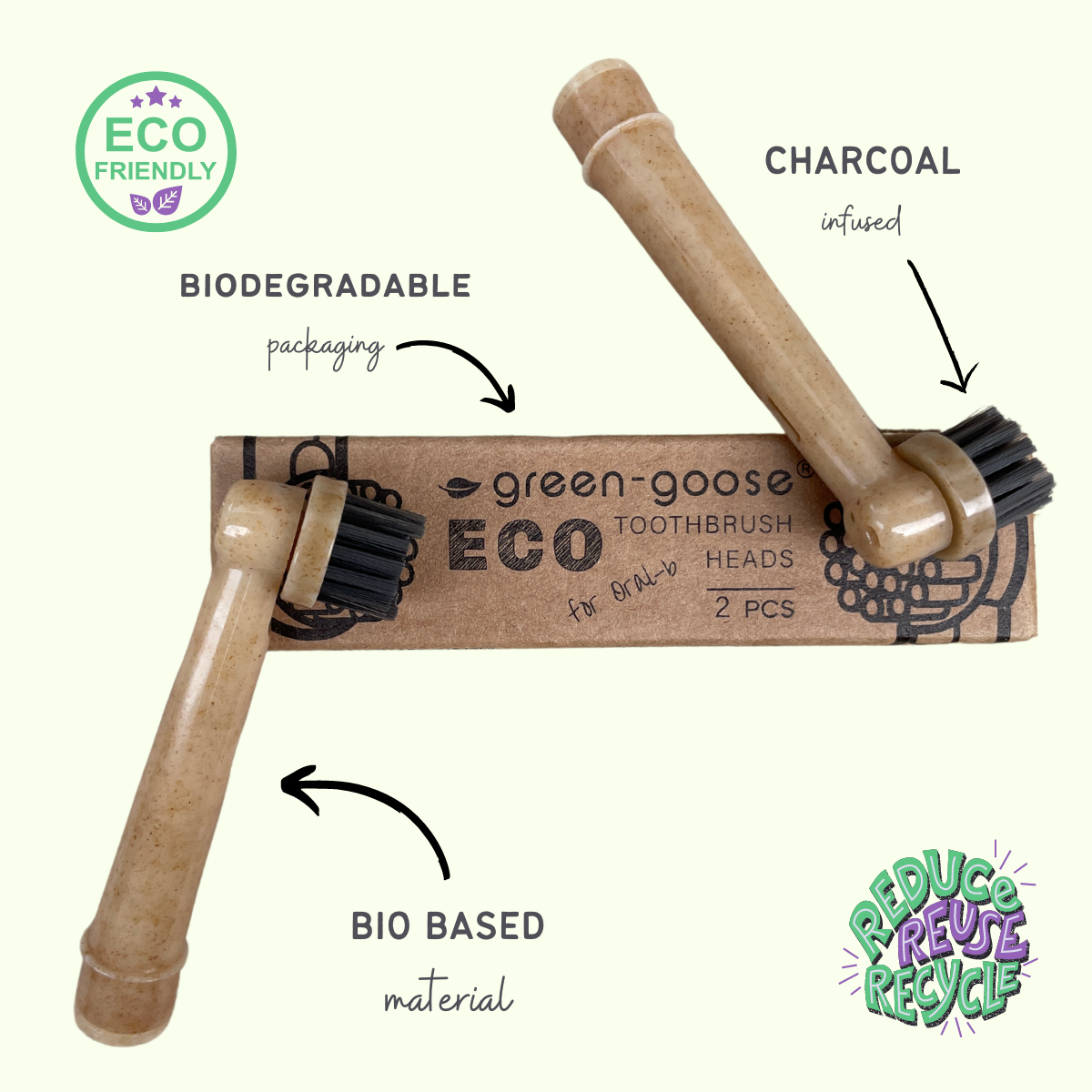 Bio-based opzetborstels voor Oral-B, volwassenen, 4 stuks
