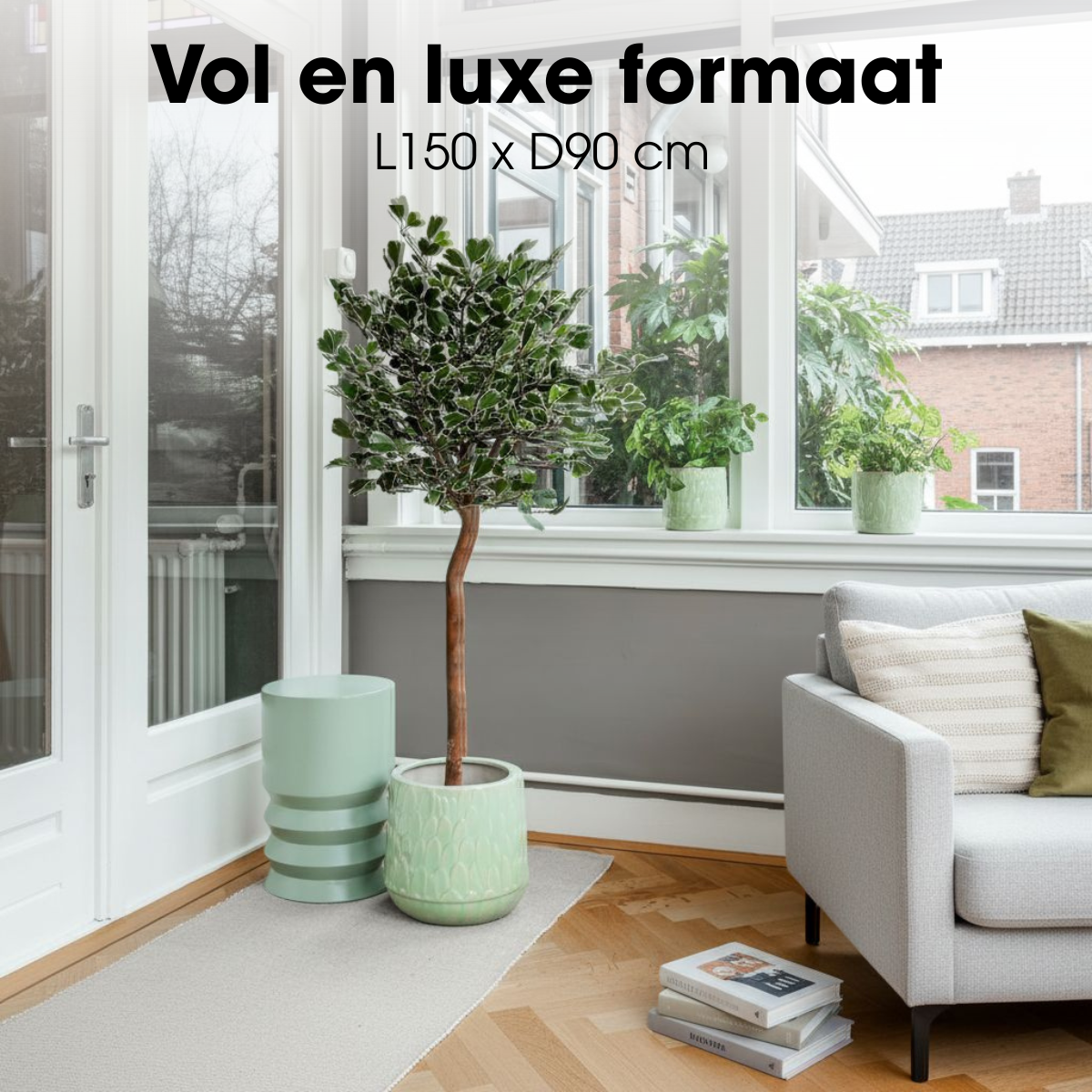Ficus Triangularis kunstplant met pot, groen, 150 cm