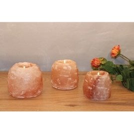 Salt Dreams Himalaya zout theelichthouder rond 500 g Ø7 cm