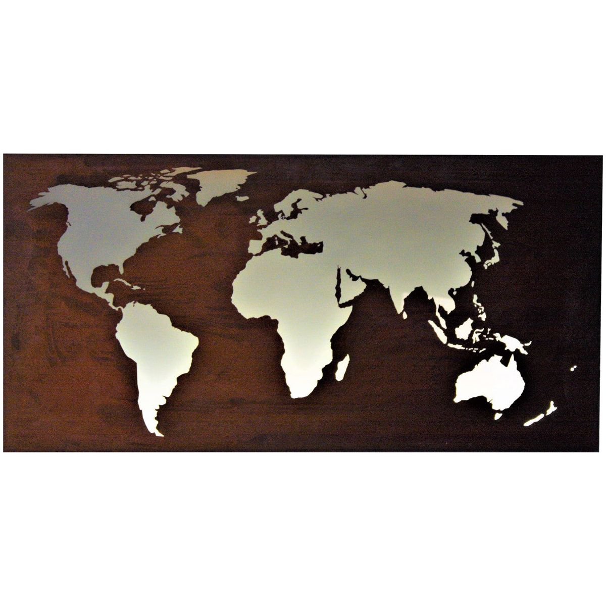 Roest metalen wereldkaart wanddecoratie 80 x 40 cm