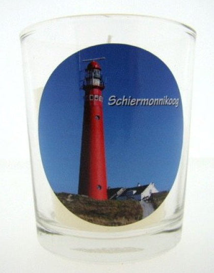 Schiermonnikoog sfeerlichtje met kaars, 6 cm