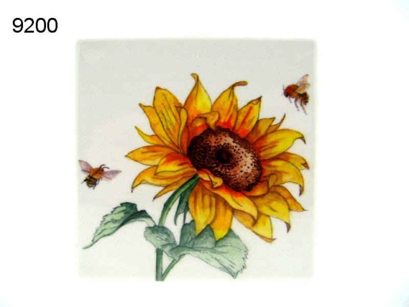Bee-tanical bij zonnebloem onderzetter