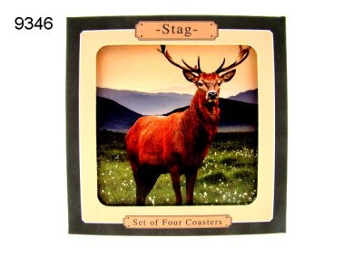 Edelhert onderzetters, 4 stuks