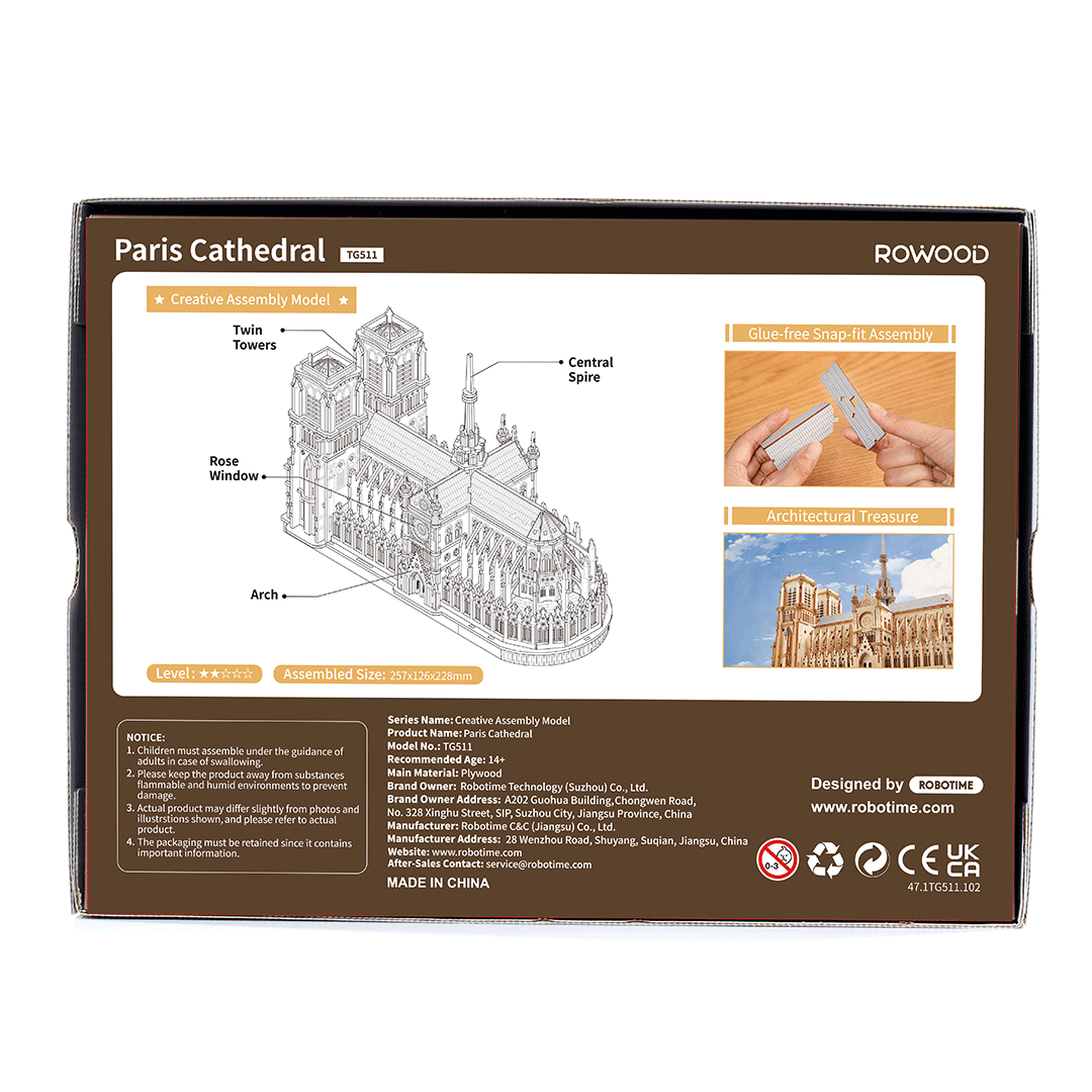 DIY 3D houten model van de Notre-Dame kathedraal – bouwpakket 26 cm