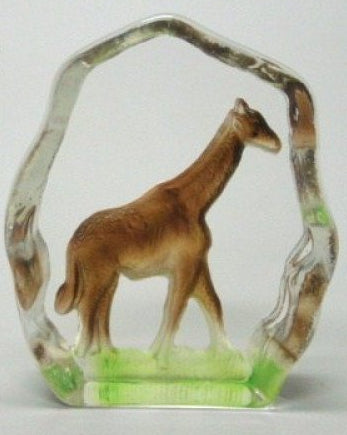 Giraf glasblok decoratie, 7 x 8 cm