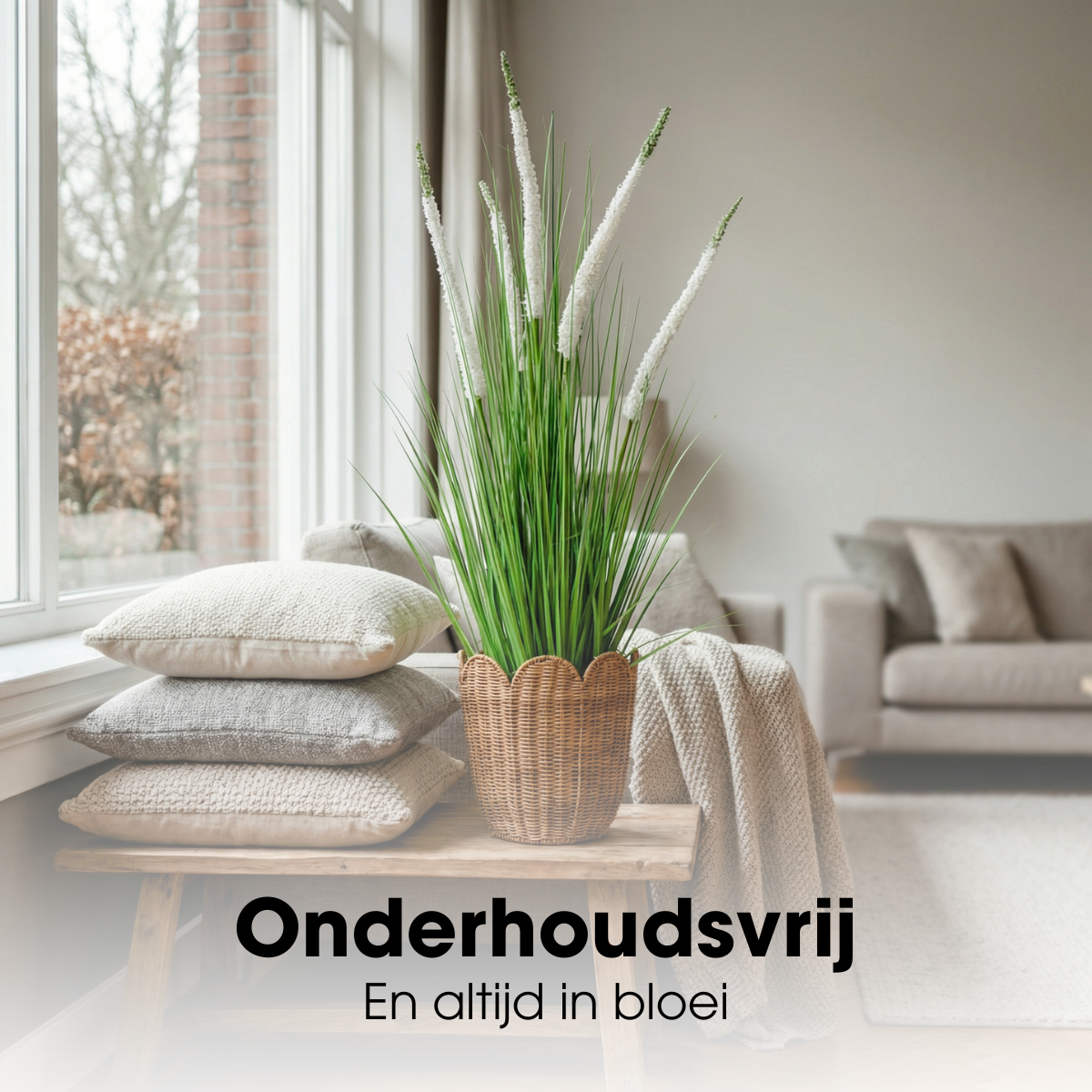 Eremurus kunstgras met pot, groen en wit, 140 cm