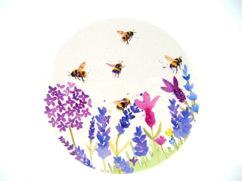 Lavendel en bij tafelonderzetter, 16 cm