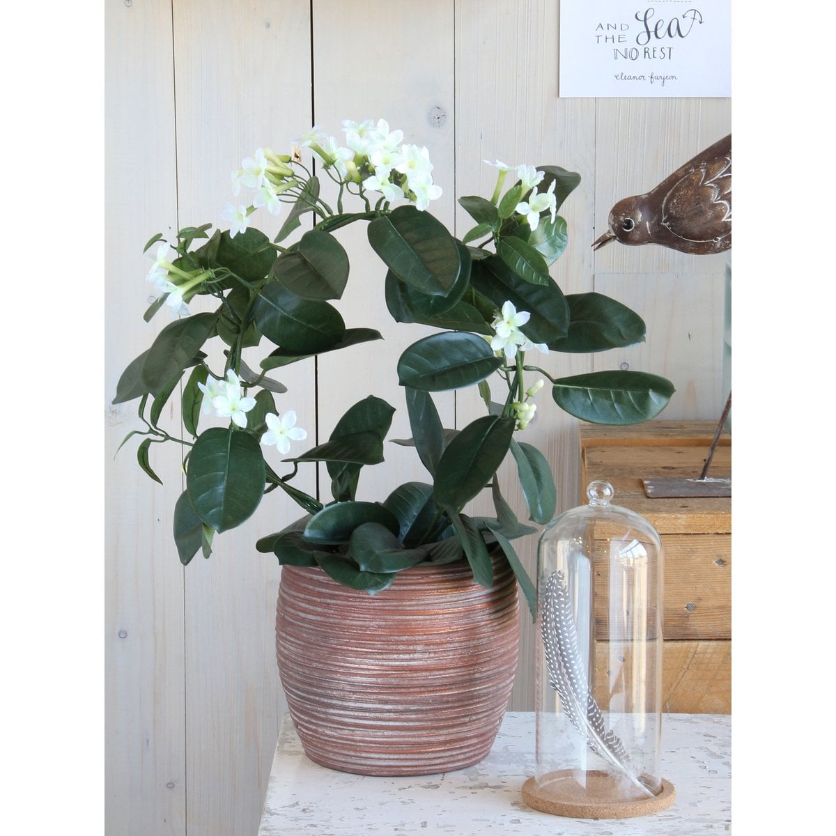 Stephanotis kunstplant wit, 50 cm