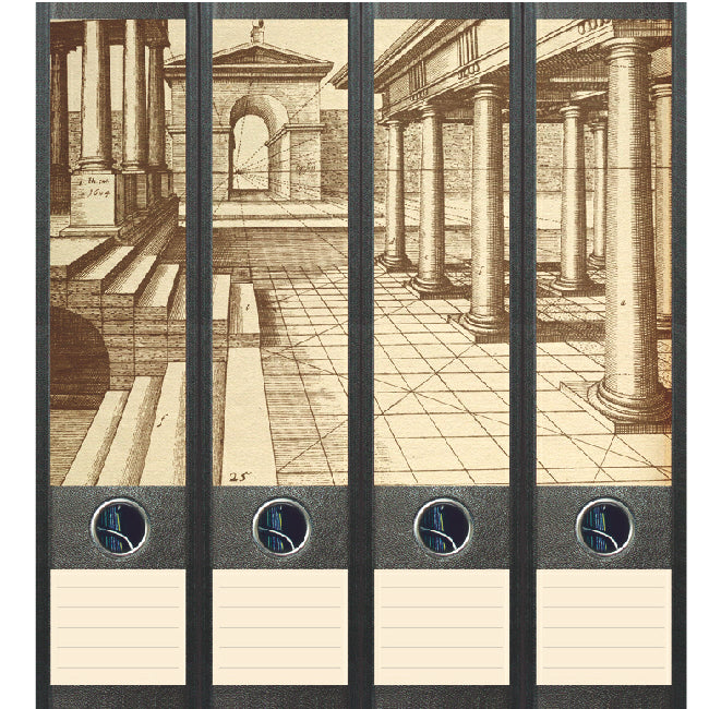 Ordnerstickers breed, 4 stuks perspectief, met tekstlabels