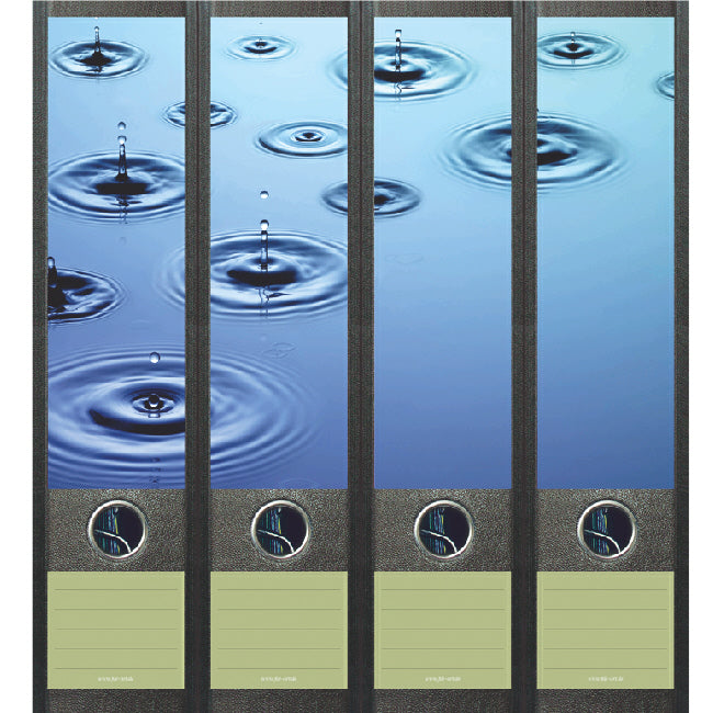 Ordneretiketten breed, waterdruppels, set van 4