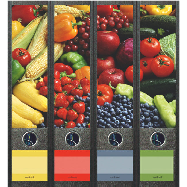 Ordneretiketten breed, groenten en fruit, set van 4