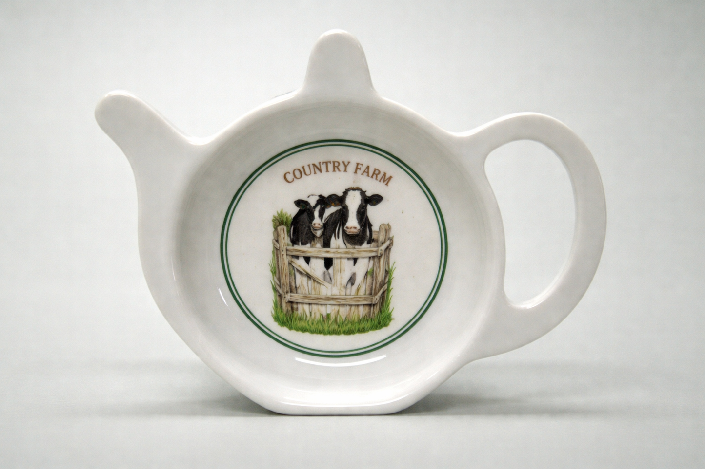 Koe, country farm theetip, 13 x 10 cm