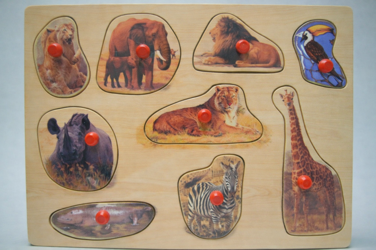 Wilde dieren vormenpuzzel, 9 delig