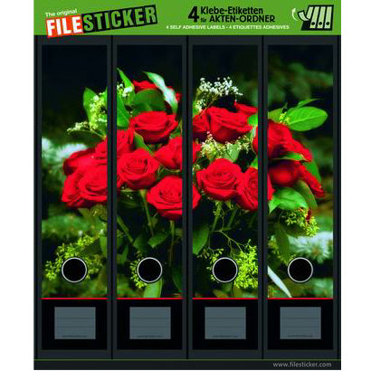Ordneretiketten breed, 4 stuks rozen