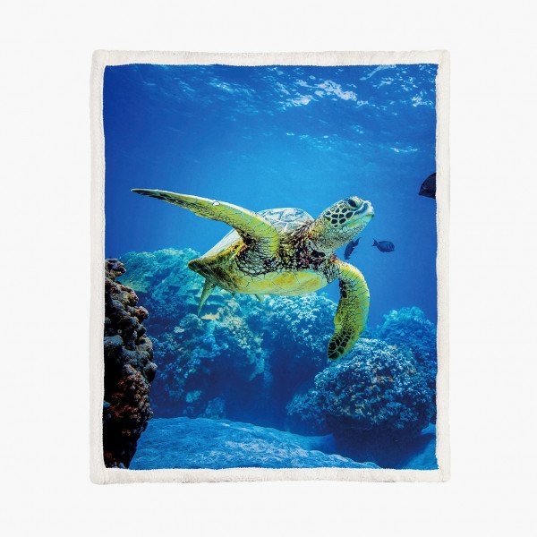 Fleece deken sea turtle, maat L