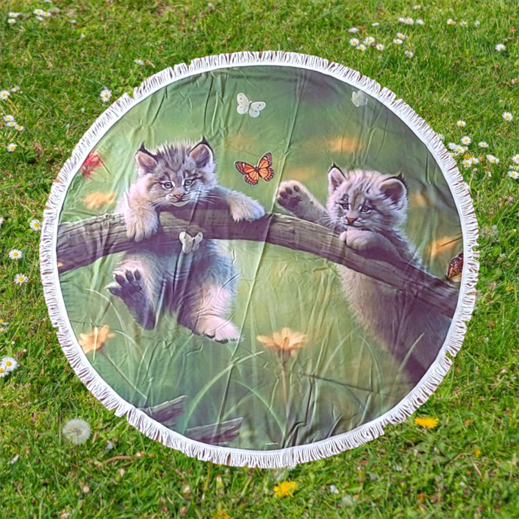 Kittyland rond strandlaken / picknickkleed, lynxprint, 150 cm