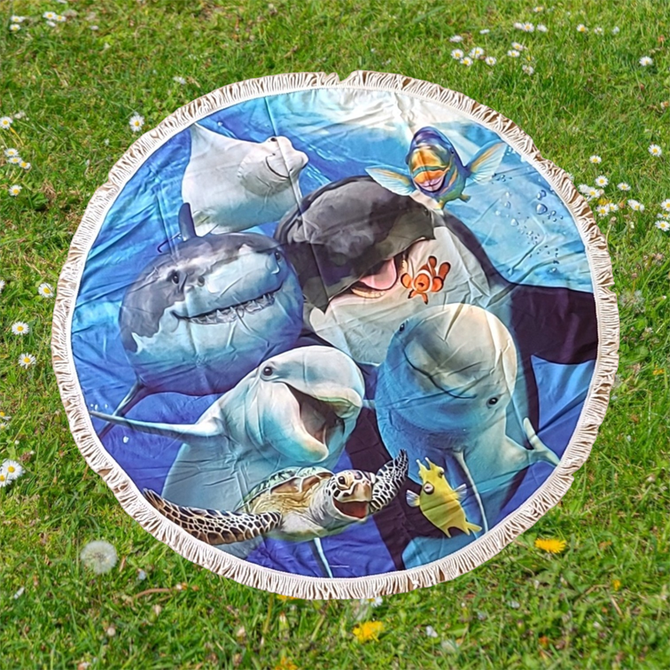 Ocean Selfie rond strandlaken / picknickkleed, 150 cm