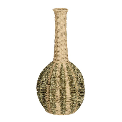 Geweven vaas, lichtgeel en groen, 56 × Ø 25 cm