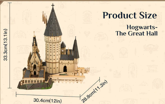 Harry Potter grote zaal bouwset, 30,4 x 28,8 x 33,3 cm
