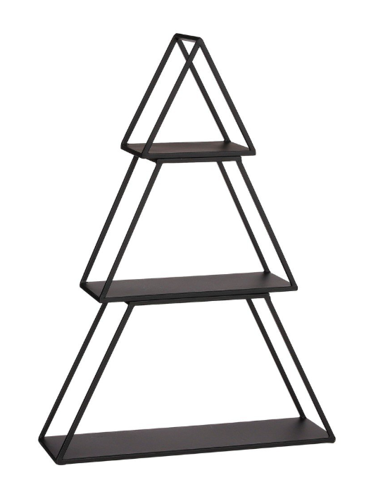 Zwarte etagère in kerstboomvorm, 50 × 14 × 71 cm