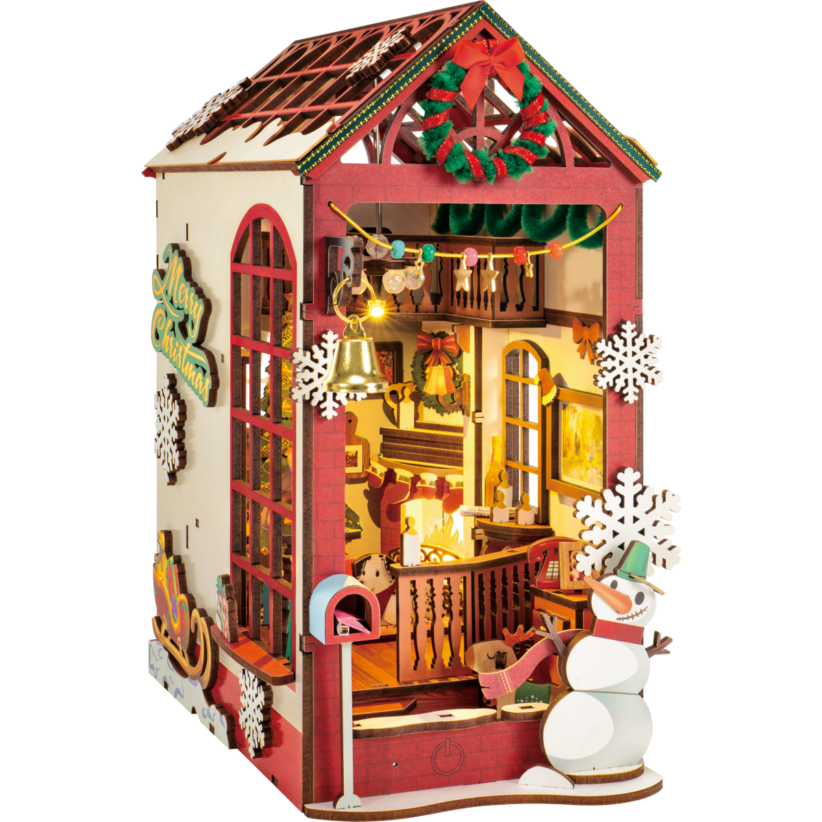 DIY book nook bookend christmas indoor scene, 24,7 cm