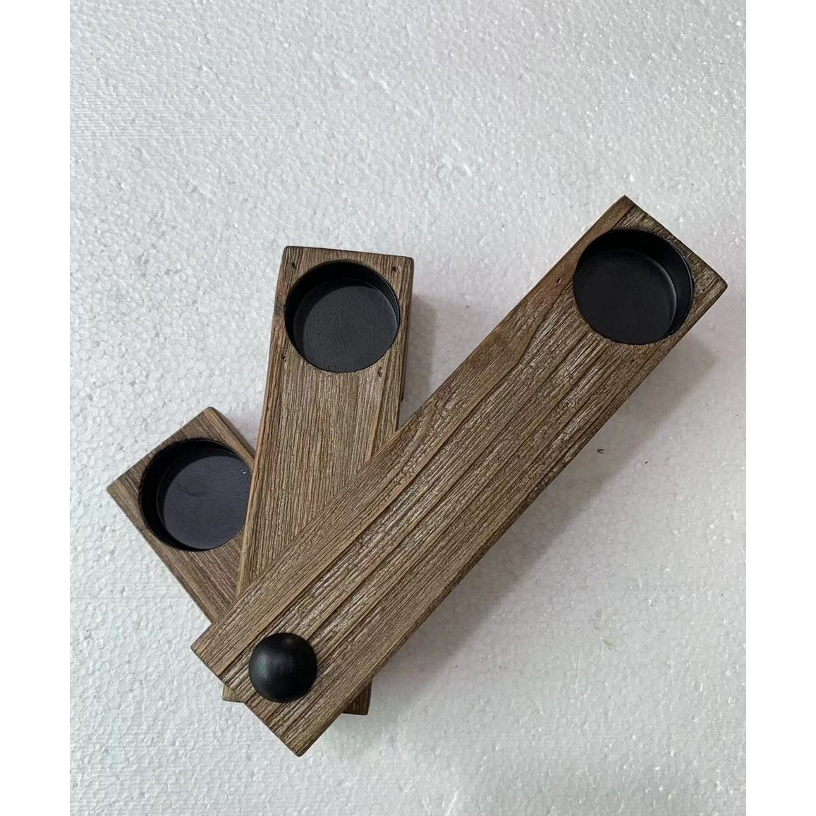 Houten kandelaar, naturel, draaibaar, 21,5 × 5 × 5,5 cm