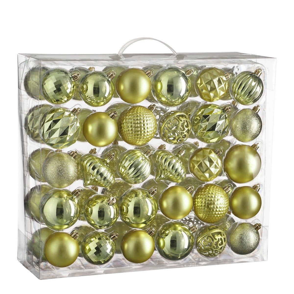 Lichtgroene kerstballen set, onbreekbaar, 60 stuks Ø 7 cm